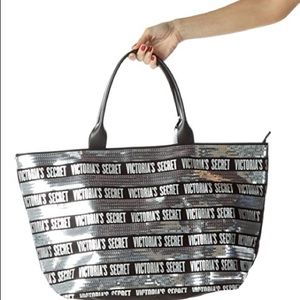 Victoria’s Secret Black And Silver Sequin Bag .